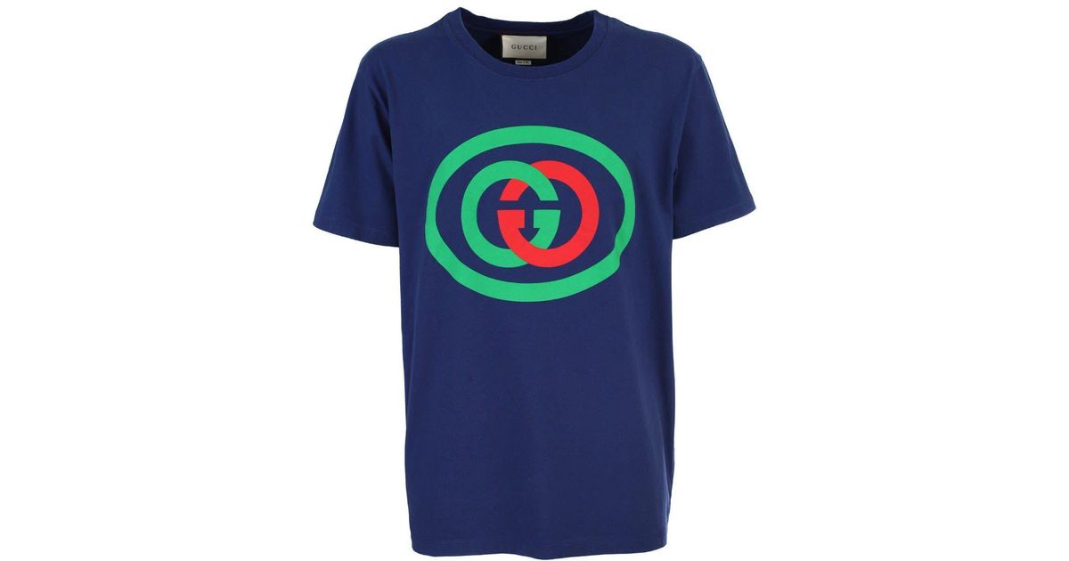 Gucci Cotton Oversized T-shirt With Vintage Green And Red GG Print in ...