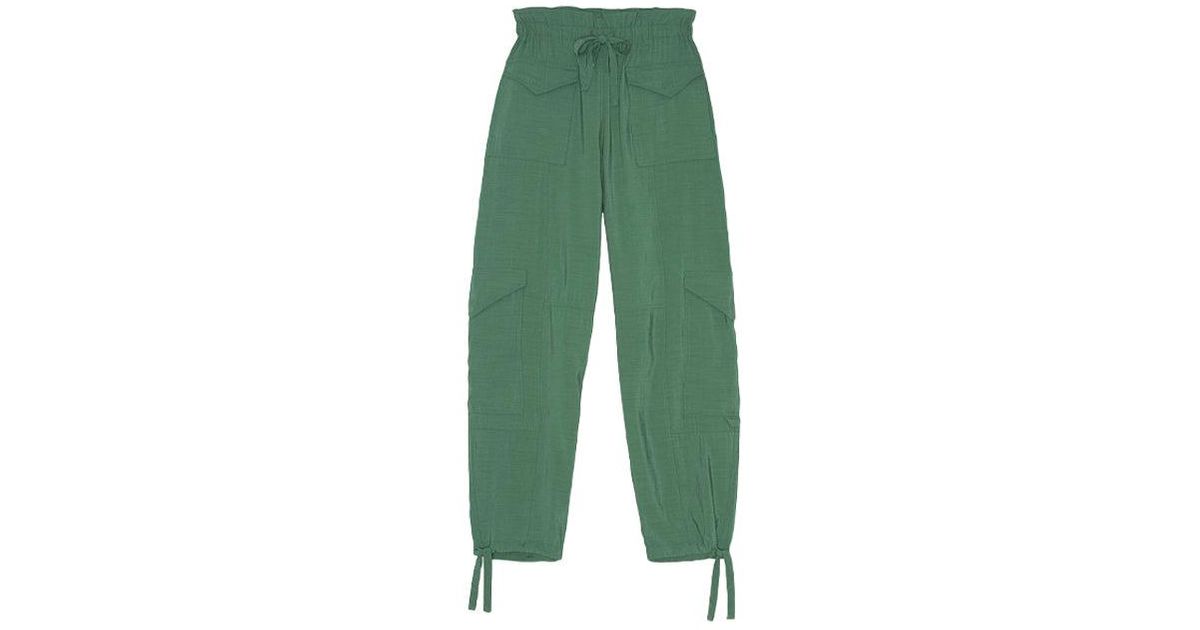 Ganni Light Slub High Waist Pocket Pants F7161 in Green Lyst