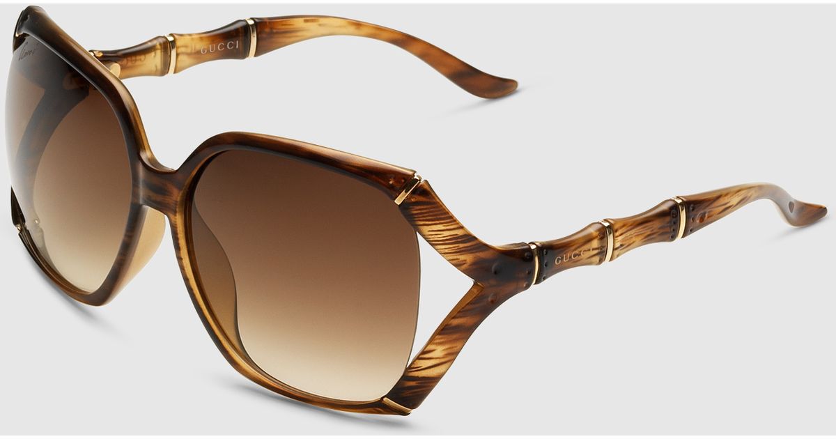 Gucci Square Sunglasses With Bamboo 