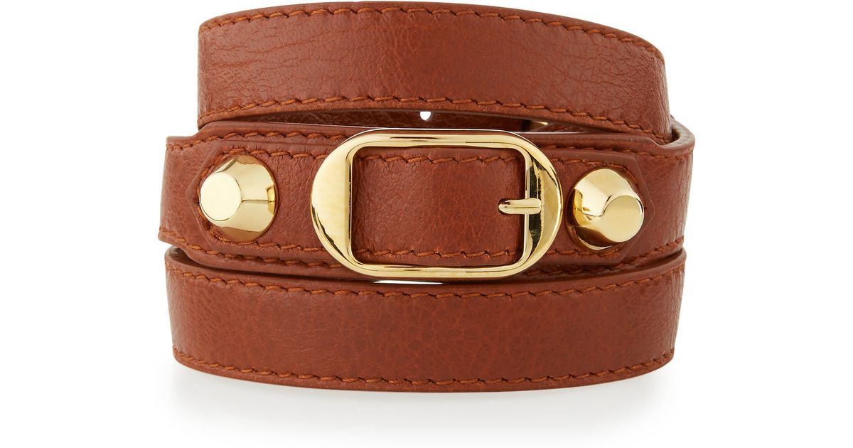 Balenciaga Brown Clic Leather Wrap Bracelet Balenciaga Brown Clic Leather Wrap Bracelet