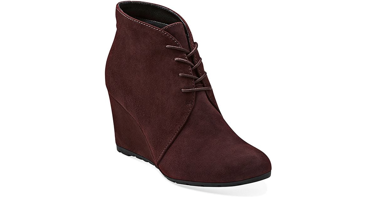 clarks wedge suede ankle boots