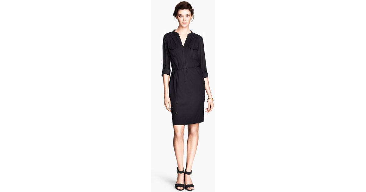 h and m black shirt dress