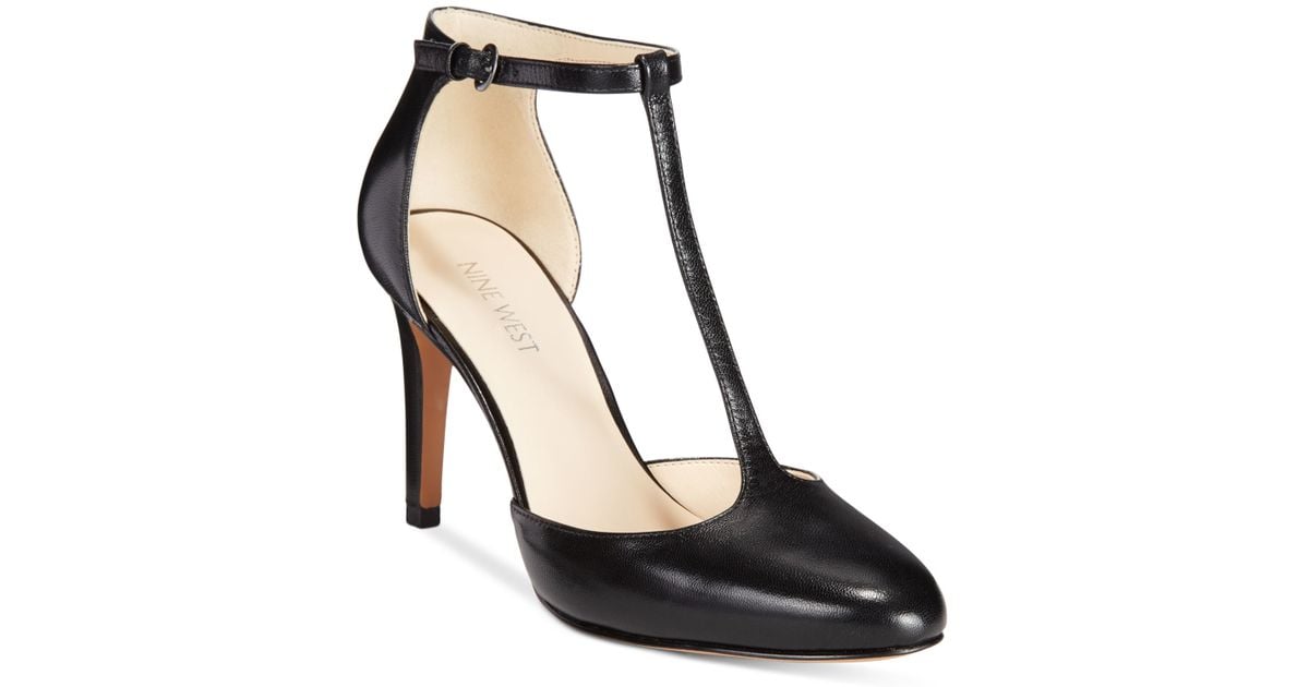 Nine West Halinan T-strap Dress Pumps in Black | Lyst