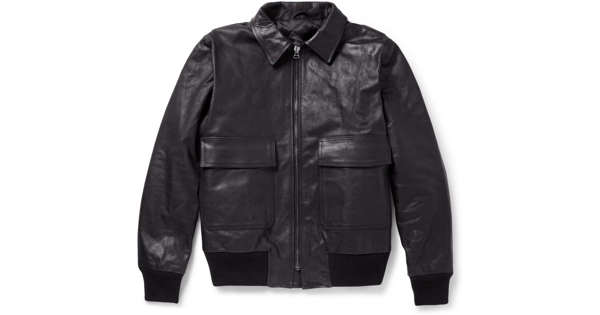 Officine Generale Leather Flight Jacket In Black For Men Lyst