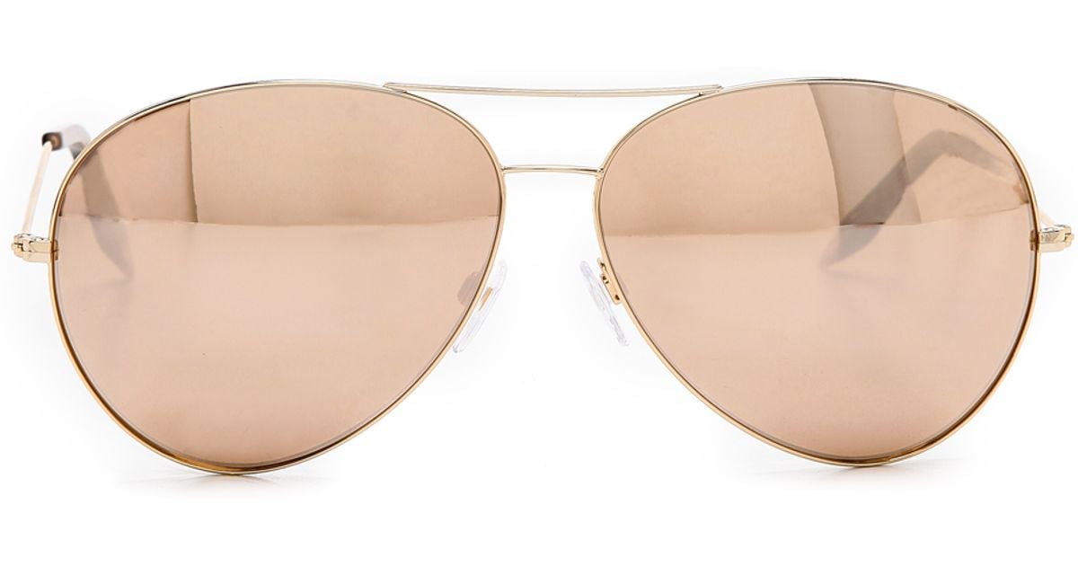 Victoria Beckham 18K Gold Mirror Aviator Sunglasses - Gold 