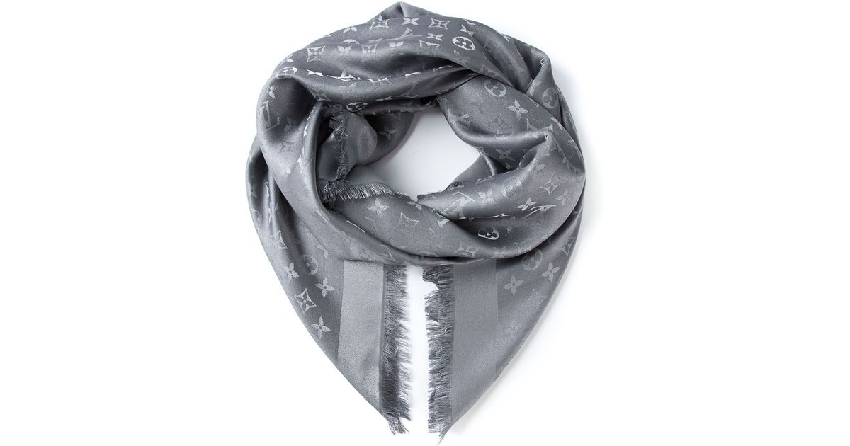 Louis Vuitton Signature Logo Scarf in Grey (Gray) - Lyst