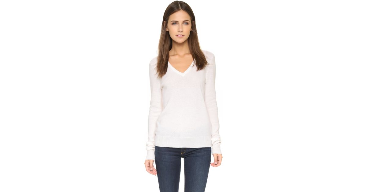 Equipment Cecile V Neck Cashmere Sweater In Ivory White Lyst