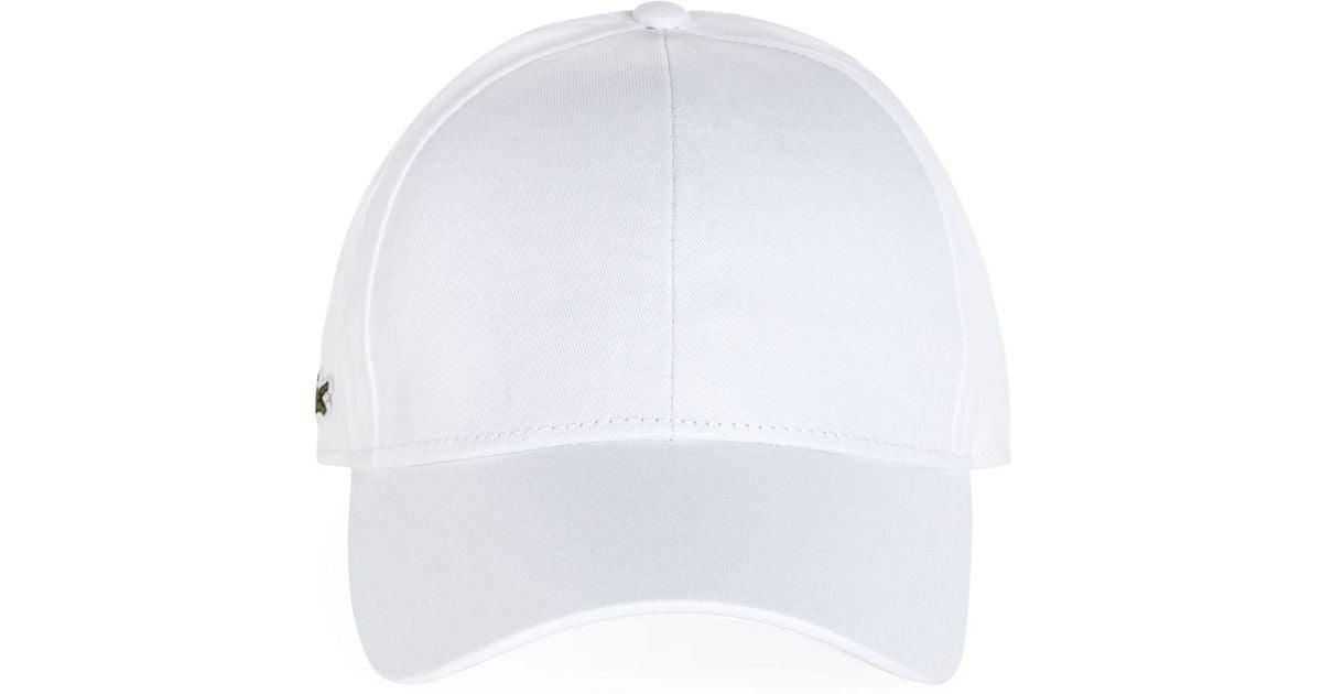 Lacoste Cotton Baseball Cap in White for Men Lyst