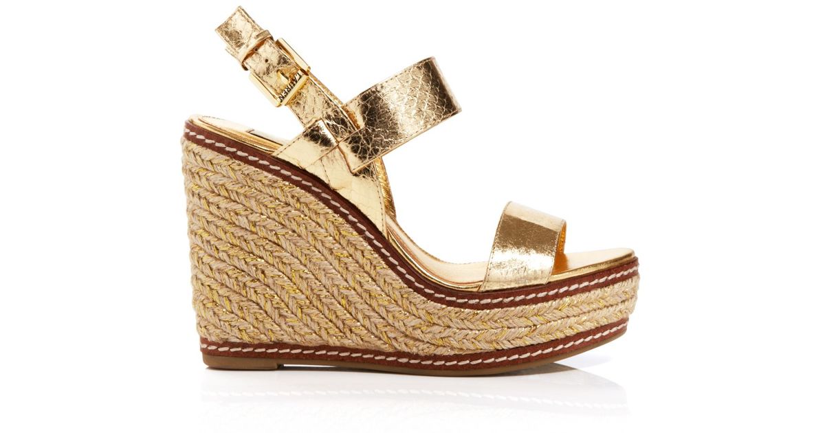 ralph lauren gold wedges