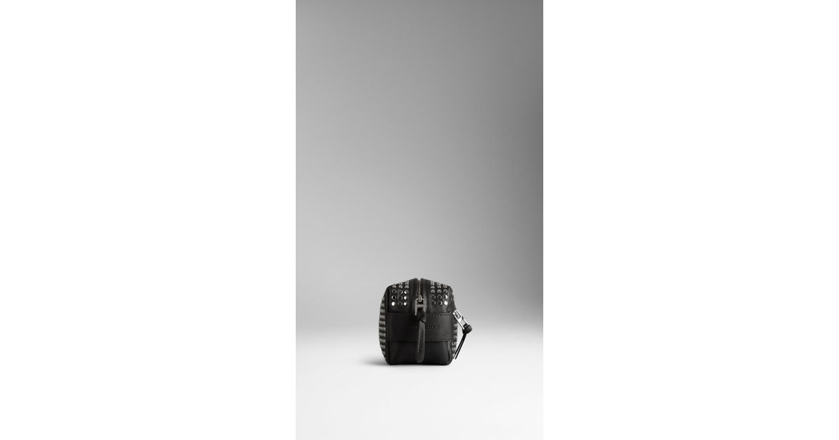 Burberry Studded Leather Beauty Pouch in Black | Lyst