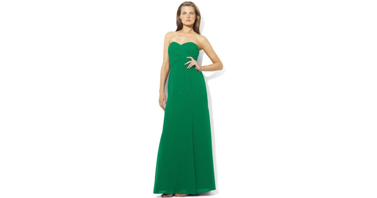 ralph lauren green evening dress