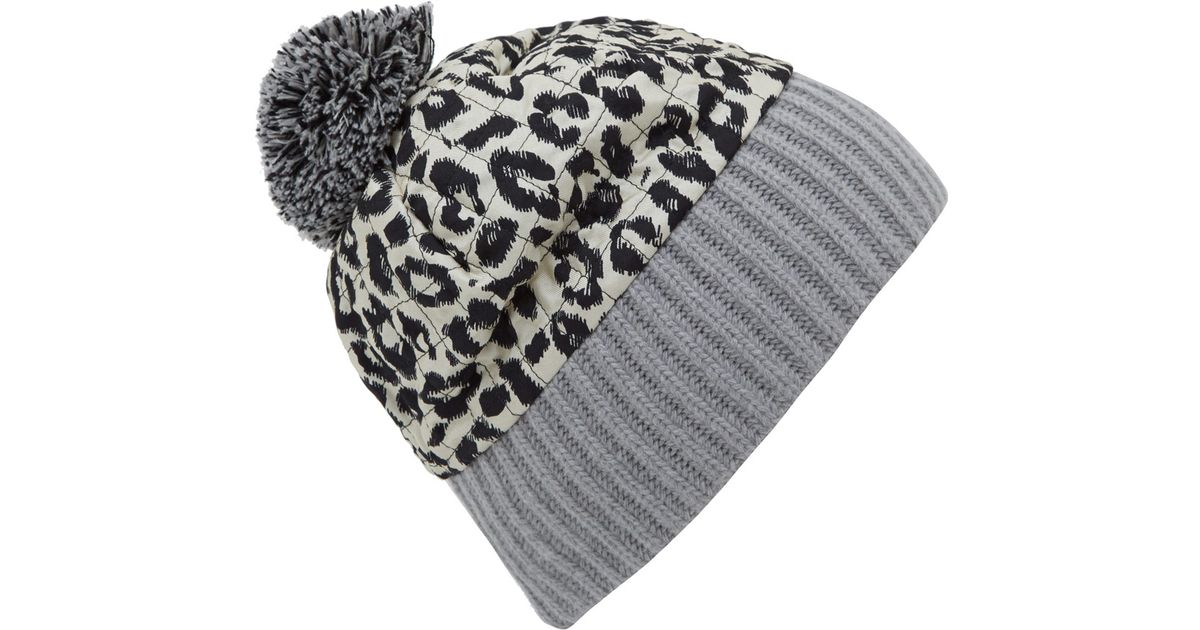 leopard print bobble hat