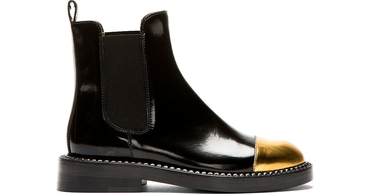 Marni Black Leather Gold Toe Chelsea Boots Lyst
