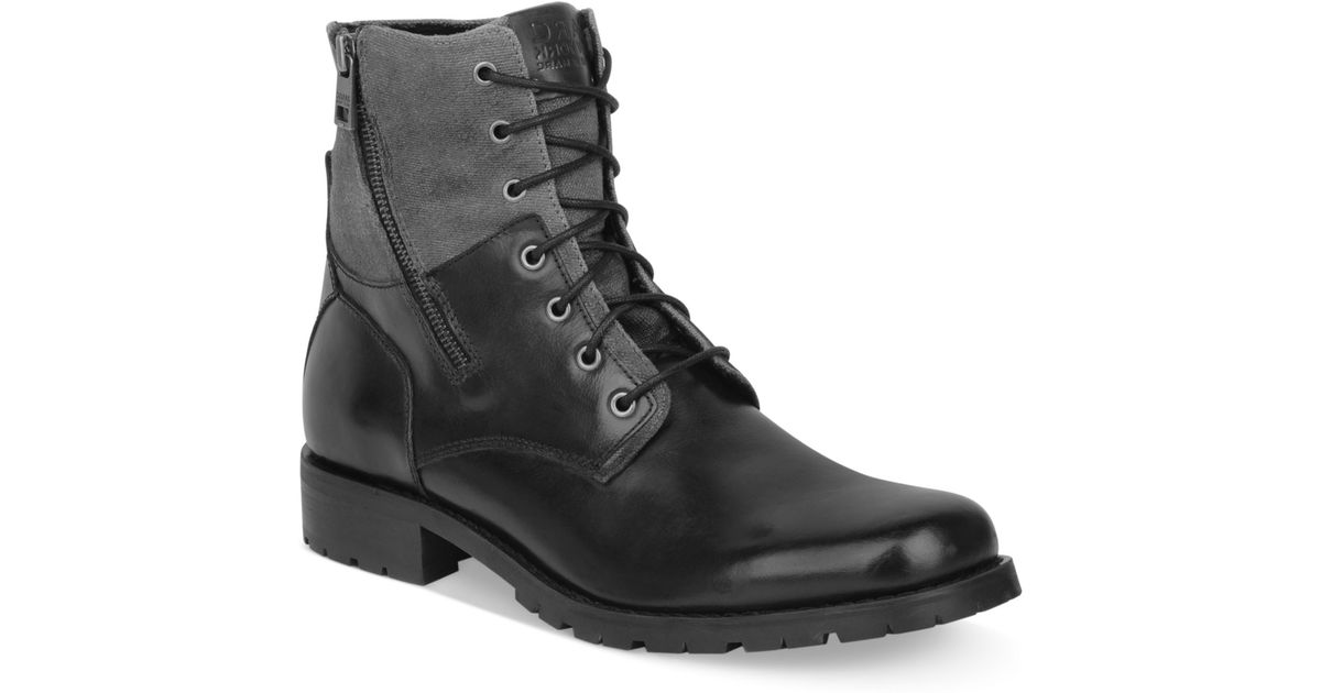 Marc New York Vesey Leather And Canvas Boots in Black/Grey (Black) for ...