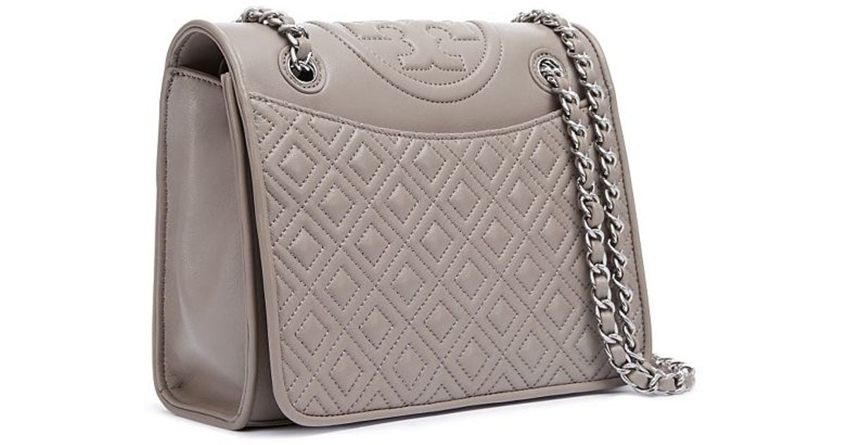 Tory Burch Leather Fleming Medium Bag in French Gray (Gray) Lyst