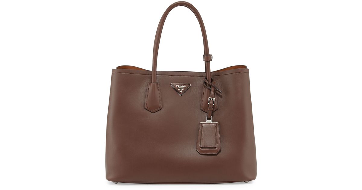 Lyst Prada City Calf Double Bag In Brown