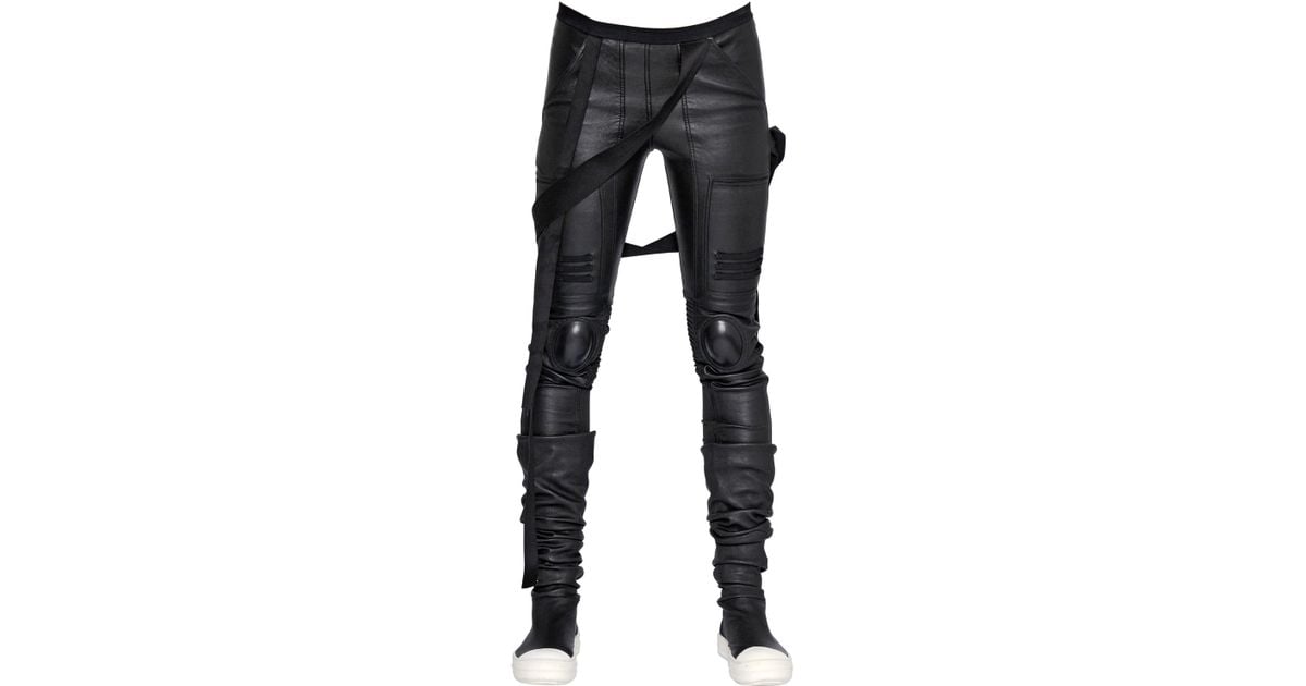Rick Owens Stretch Nappa Leather Trousers in Black | Lyst