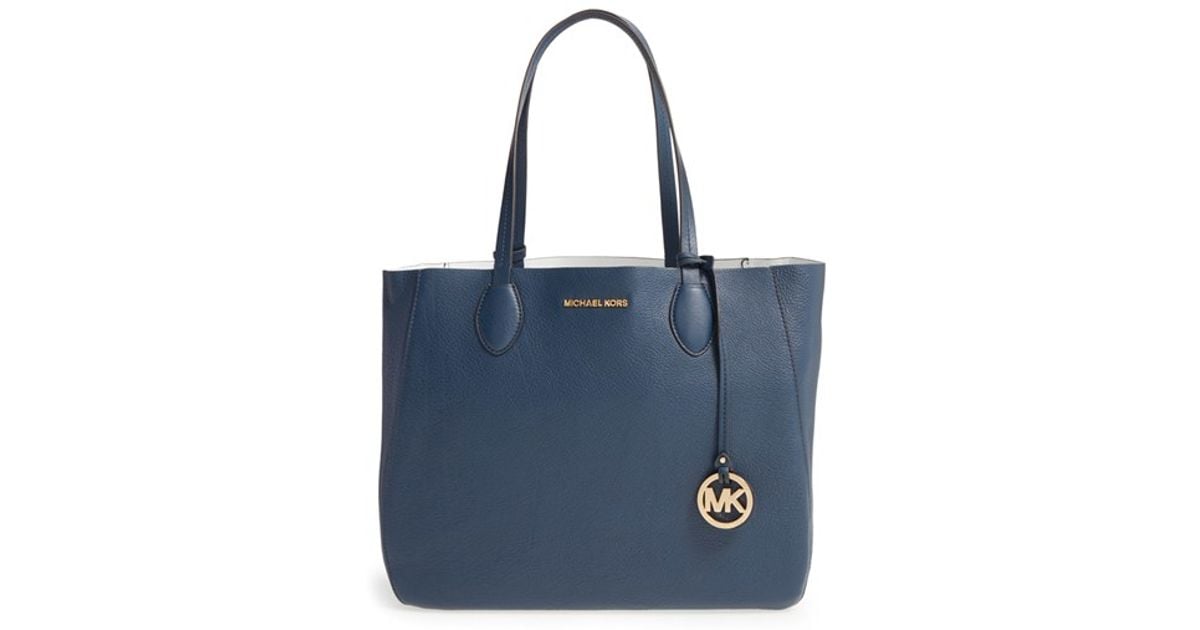 large blue handbag
