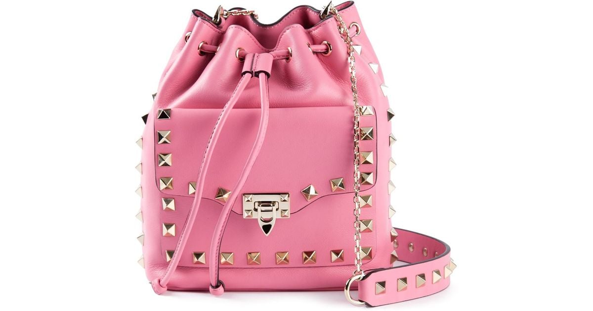 valentino rockstud drawstring bag