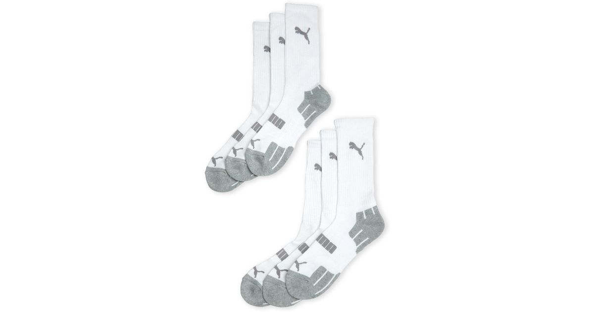 PUMA 6pack Cushioned Crew Socks in White for Men Lyst