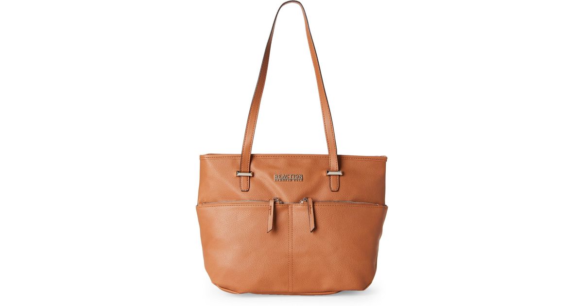 Lyst Kenneth Cole Reaction Tan Layla Faux Leather Tote In Brown