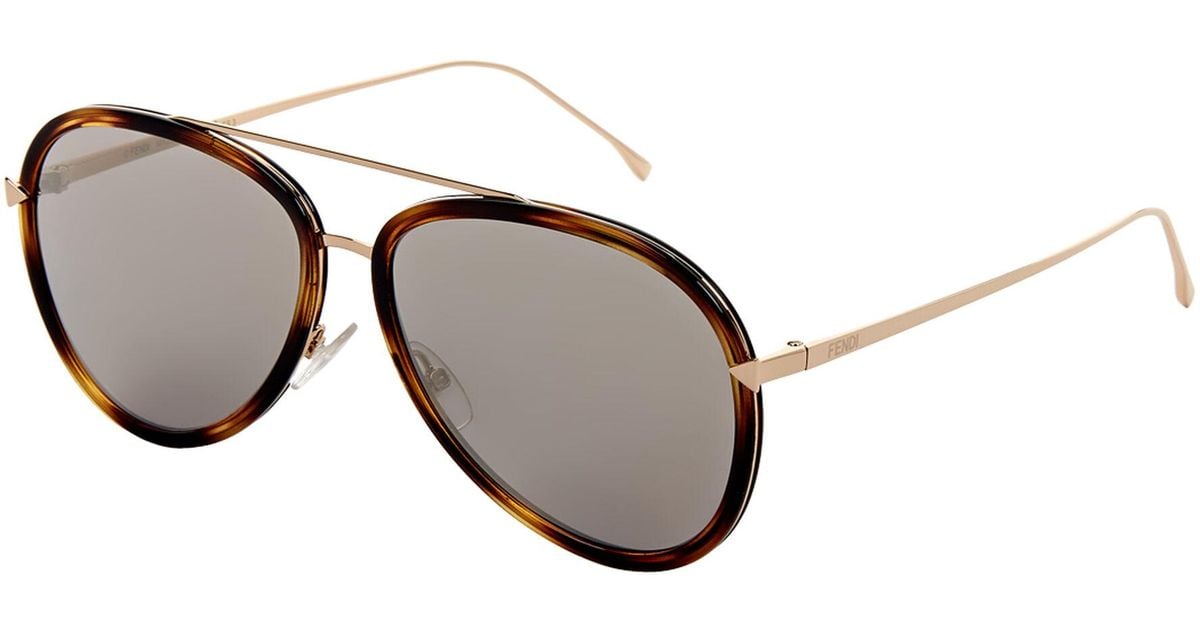 Fendi Ff 0155/s Gold-tone & Tortoiseshell-look Aviator Sunglasses in ...