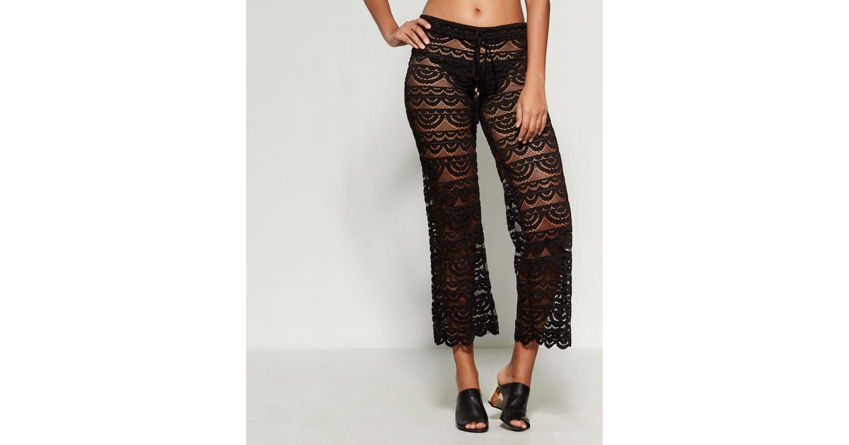 black lace swim cover up pants