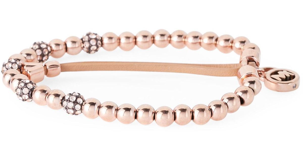 michael kors rose gold beaded bracelet