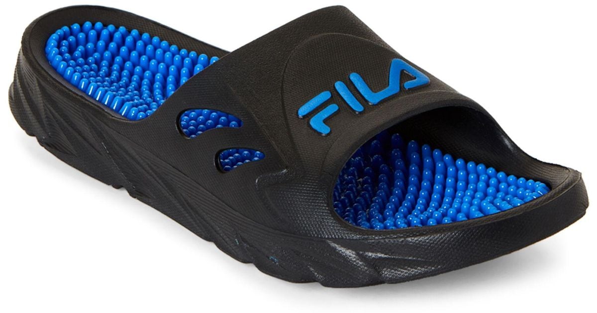 fila blue slides