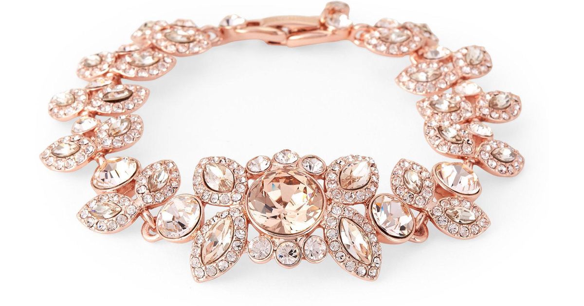 Lyst Givenchy Rose Gold Tone Crystal Flex Bracelet In Pink
