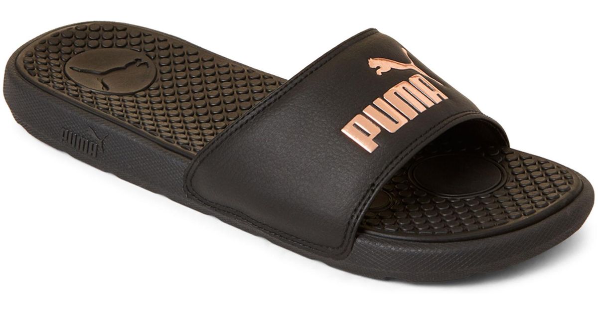puma flip flops black
