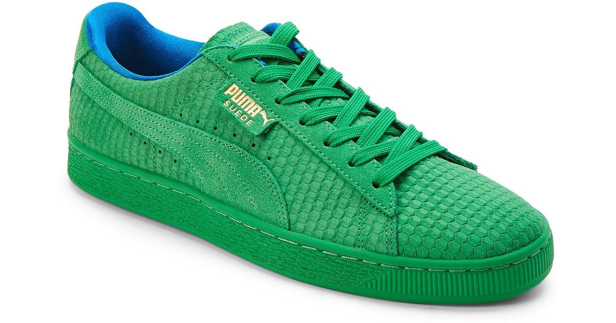 puma suede green and gold
