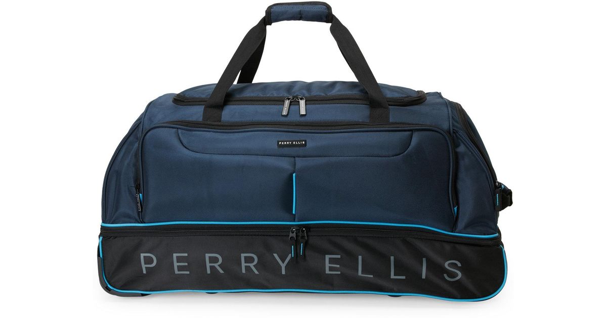 Perry Ellis Portfolio Blue 30 Navy Drop Bottom Duffle For Men