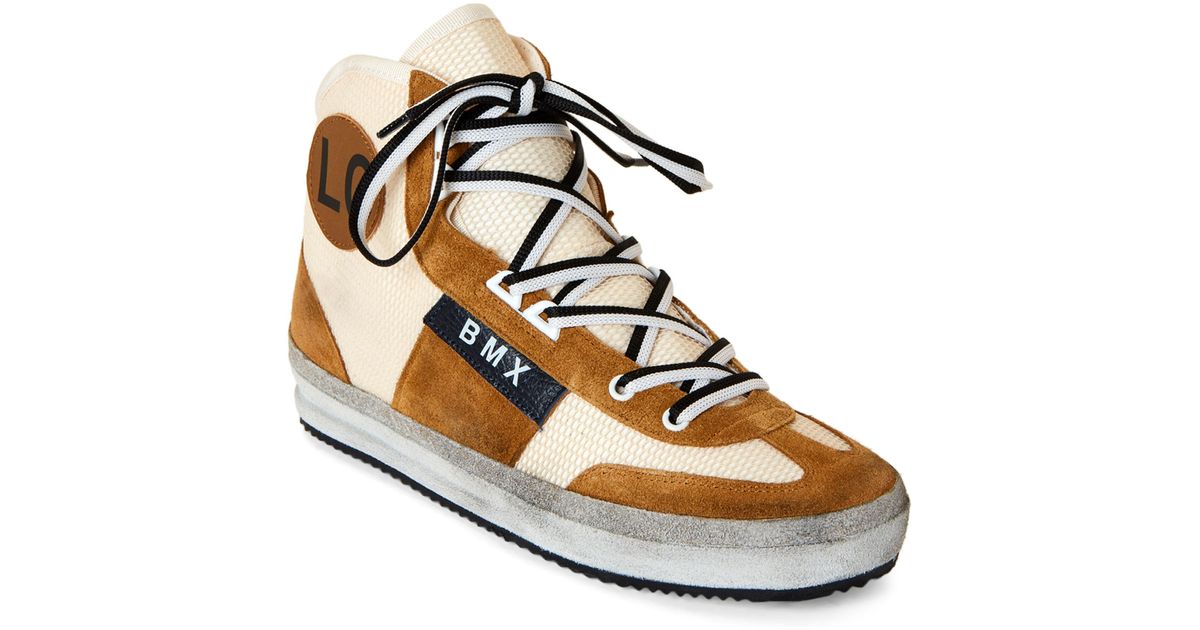 leather crown high top sneakers