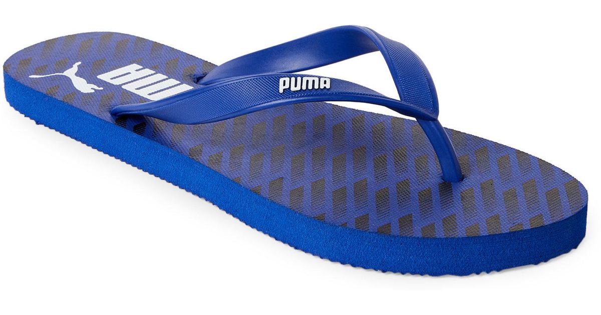 puma blue flip flops