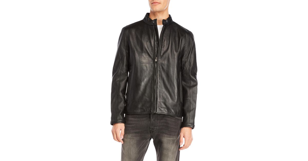 Andrew Marc Black Horace Leather Jacket For Men