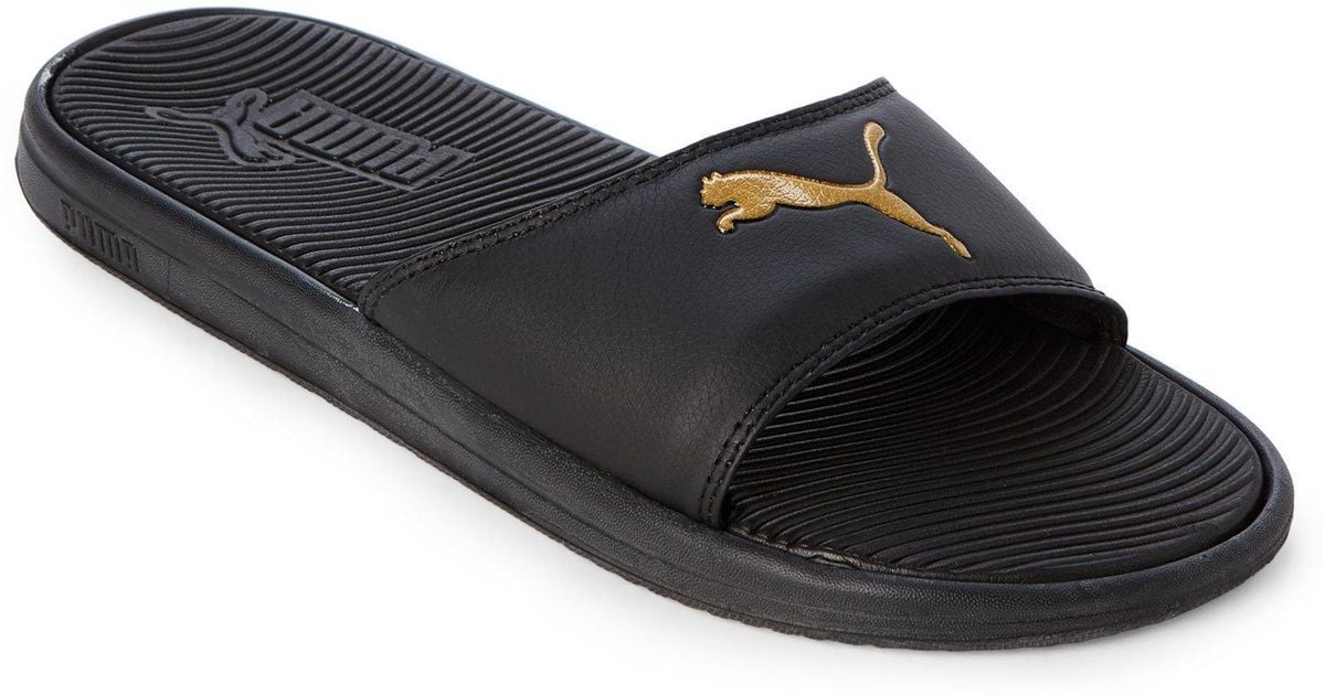 puma slides gold
