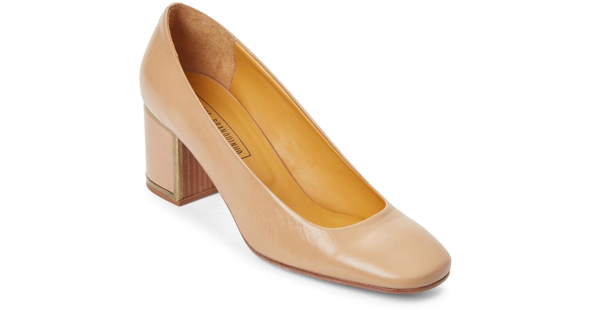 cream block heels