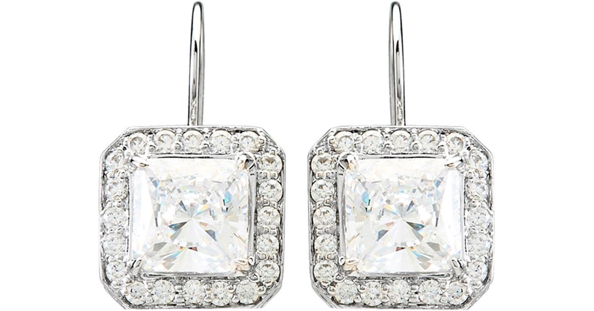 Lyst Fantasia By Deserio Silver Tone Princess Cut Cubic Zirconia Lyst Fantasia By Deserio Silver Tone Princess Cut Cubic Zirconia Earrings In Metallic