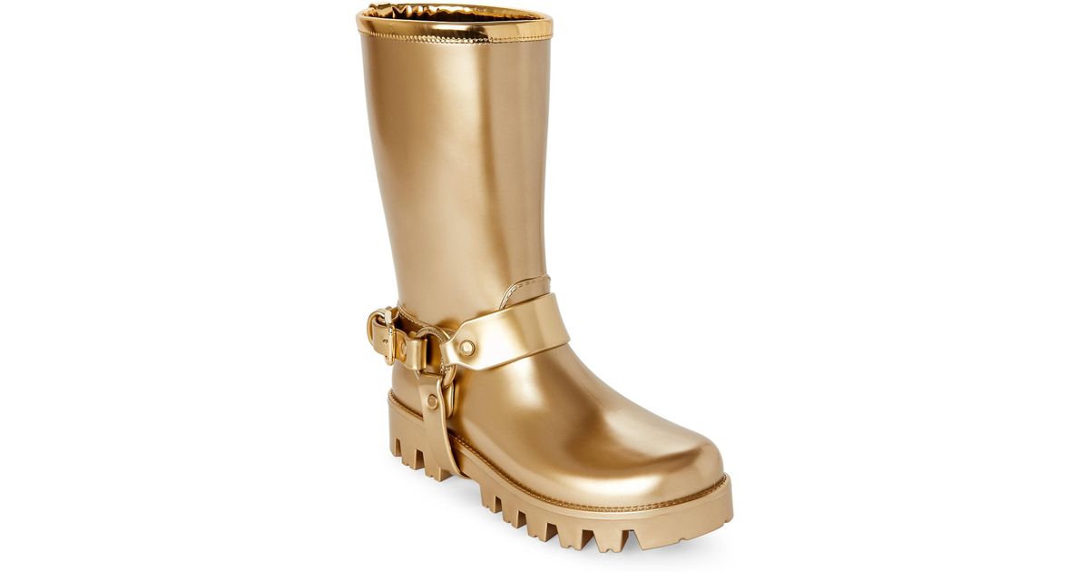 gold rain boots