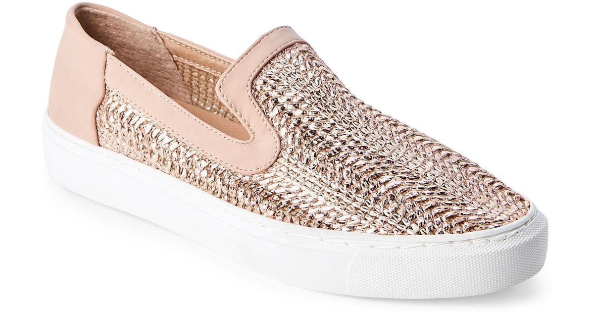 rose gold slip on sneakers