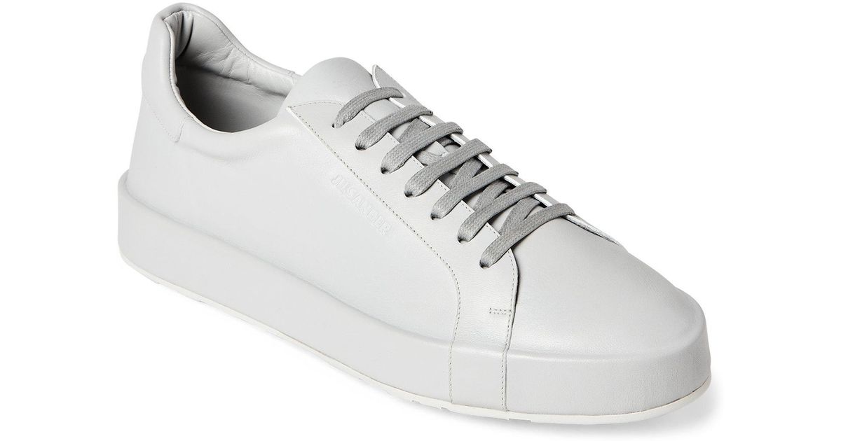 Jil Sander Pastel Grey Leather Low top Sneakers in Gray
