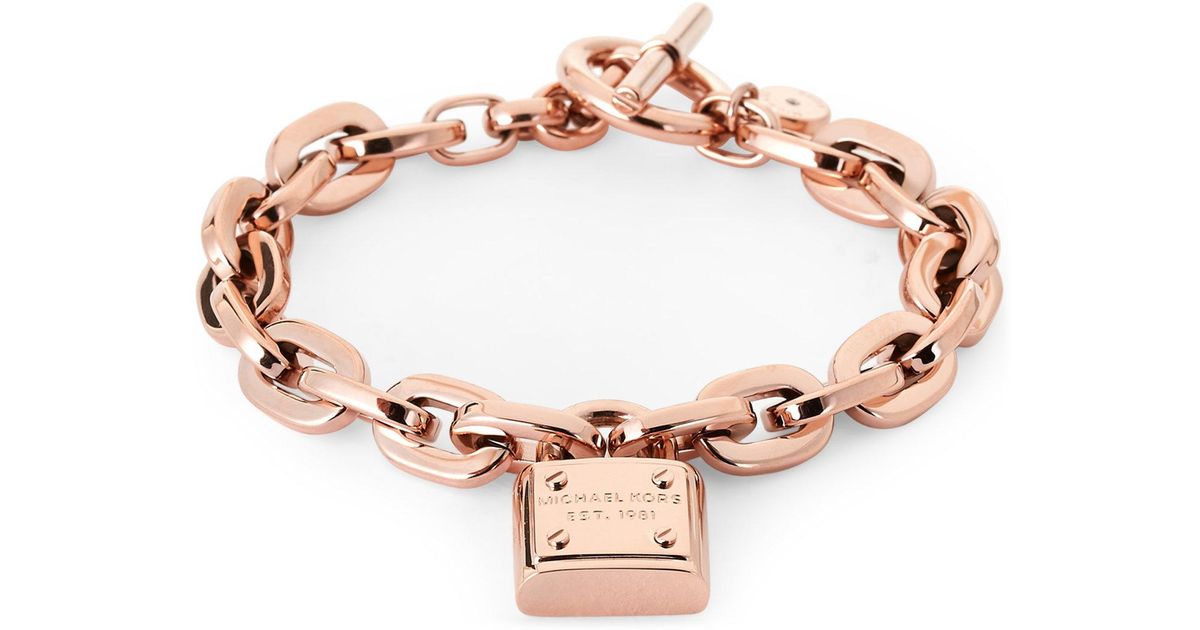 michael kors rose gold padlock bracelet