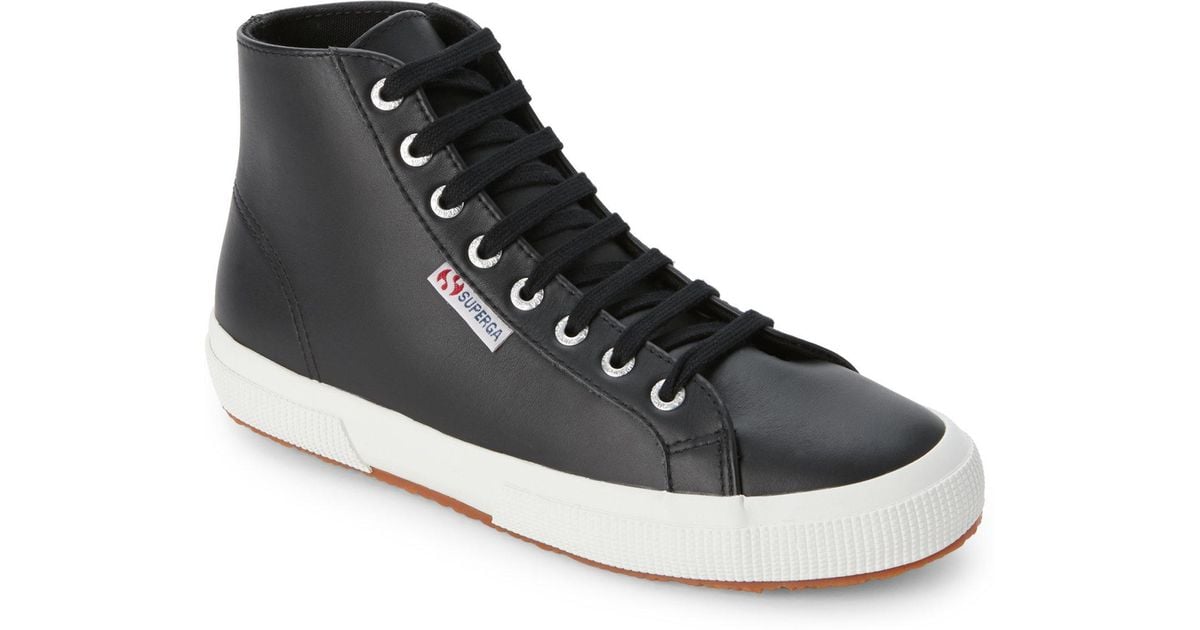 black leather superga shoes