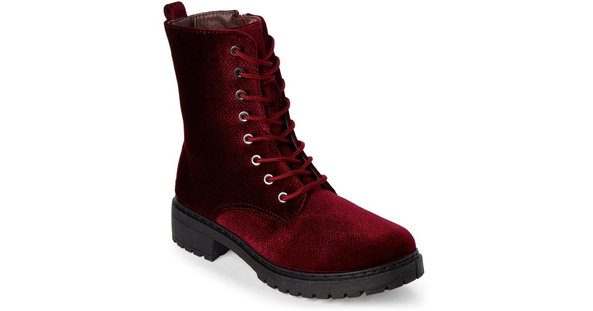red lace up combat boots