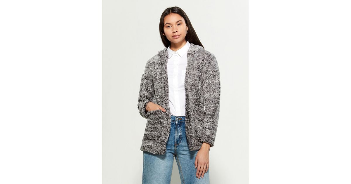 sherpa hooded cardigan