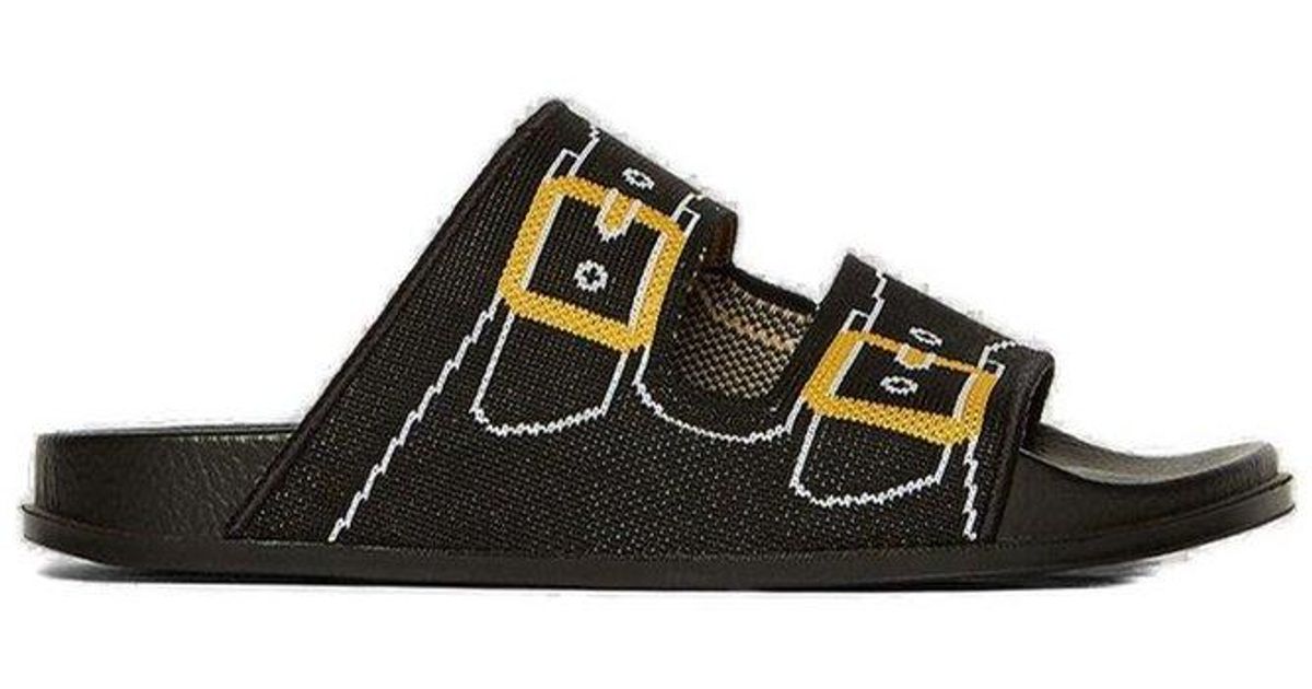 Marni Rubber Two-strap Trompe Jacquard Slides in Black | Lyst
