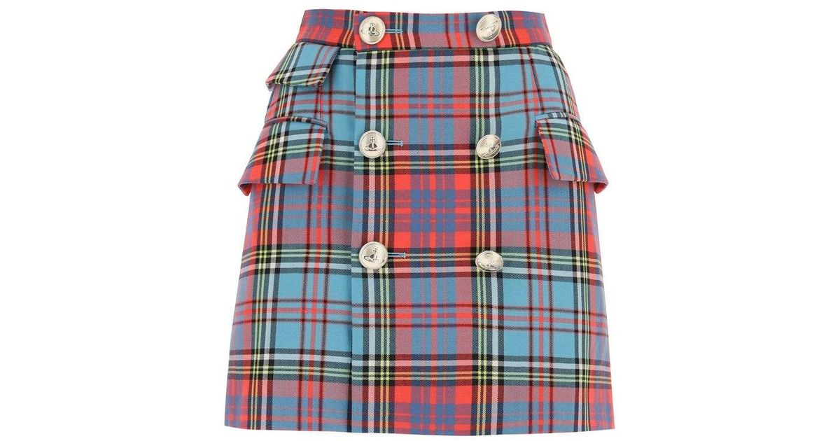 Vivienne Westwood Tartan Doublebreasted Mini Skirt in Red Lyst