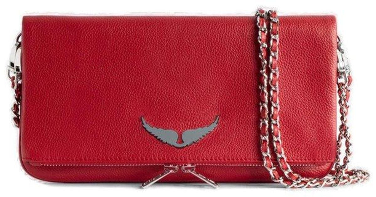 Zadig & Voltaire Rocky Embellished Logo Shoulder Bag in Red Lyst