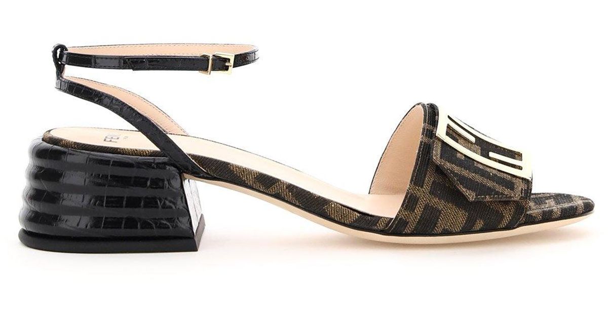 fendi promenade ff flat leather sandals